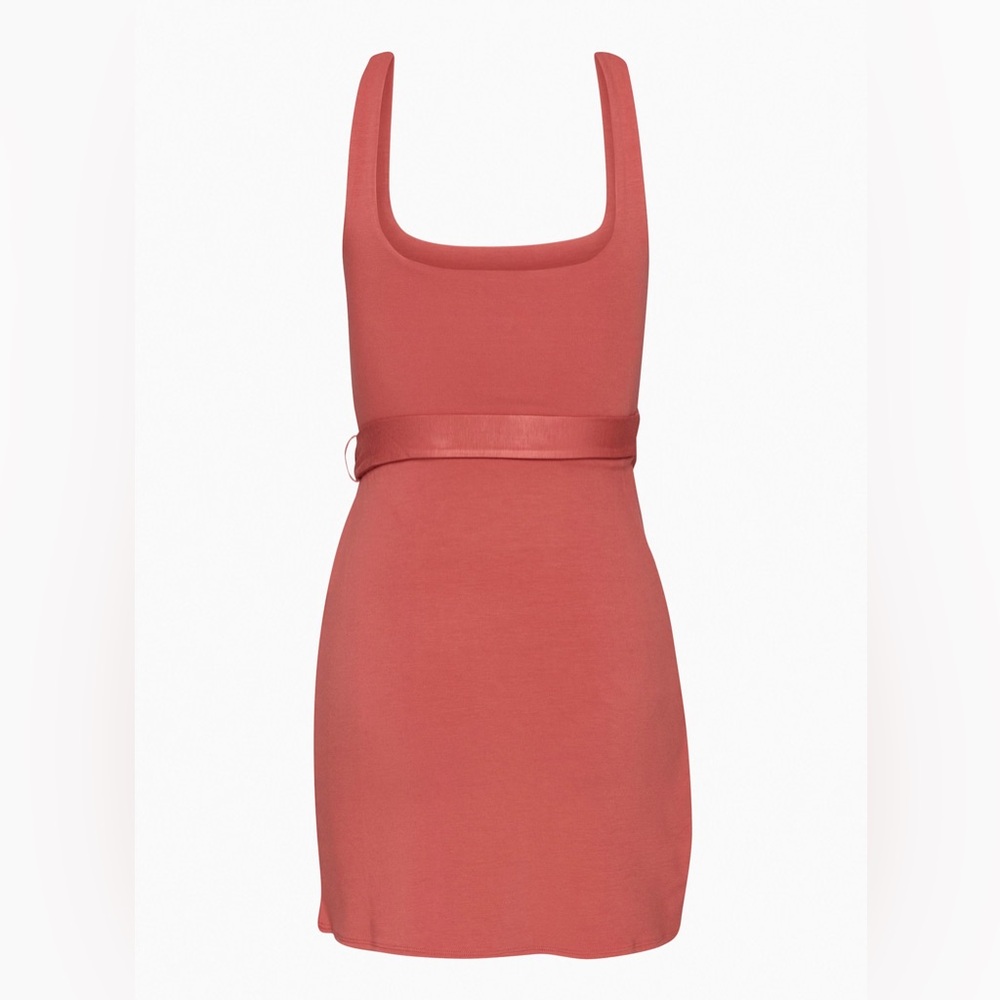 Aritzia Wilfred Saturn Mini Dress - Warm Sienna Red Jersey Wrap Dress - Picture 2 of 10